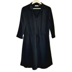 BABATON / Aritzia Shirt Dress Long Sleeve Waist Drawstring Black Sz XS Flawed